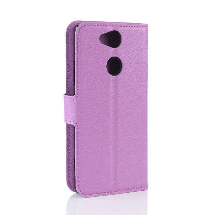 Litchi Texture Stand Leather Wallet Mobile Case for Sony Xperia XA2 - Purple