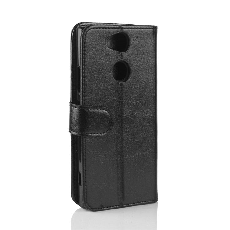 Crazy Horse Wallet Leather Cell Phone Case for Sony Xperia XA2 - Black