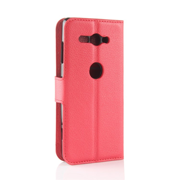 Litchi Texture PU Leather Wallet Stand Shell for Sony Xperia XZ2 Compact - Red