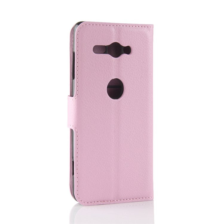 Litchi Texture PU Leather Wallet Stand Phone Cover or Sony Xperia XZ2 Compact - Pink