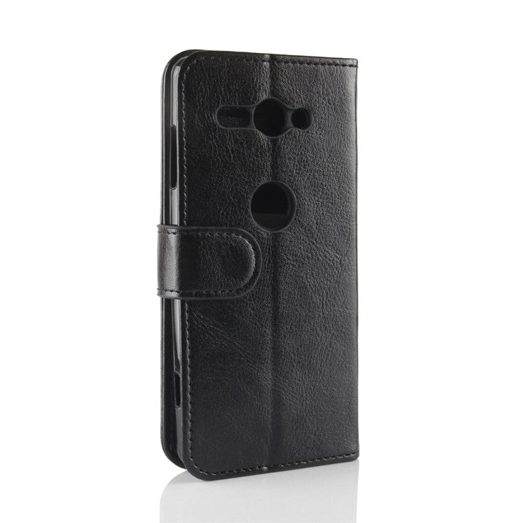Crazy Horse Texture Wallet Leather Phone Case for Sony Xperia XZ2 Compact - Black