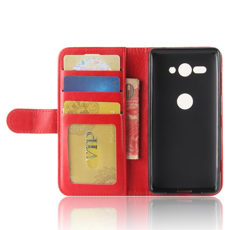 Crazy Horse Texture Wallet Leather Mobile Case for Sony Xperia XZ2 Compact - Red