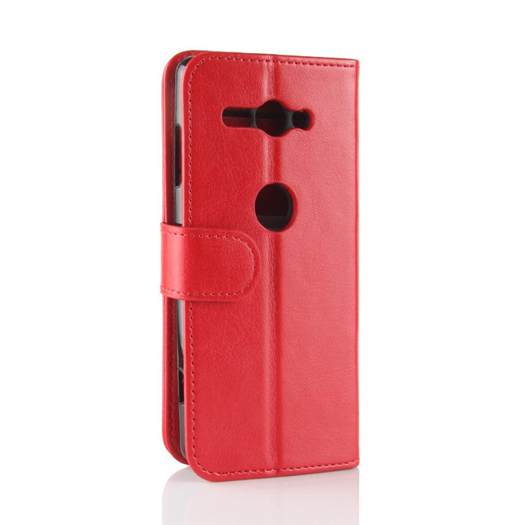 Crazy Horse Texture Wallet Leather Mobile Case for Sony Xperia XZ2 Compact - Red