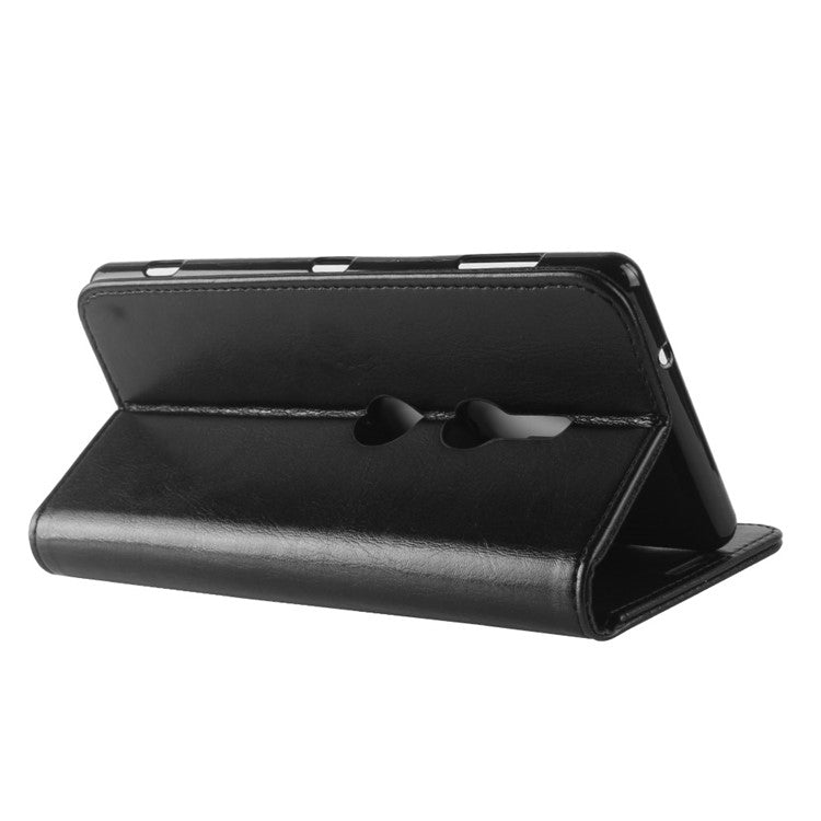 Crazy Horse Magnetic Stand Wallet Leather Mobile Phone Case for Sony Xperia XZ2 - Black