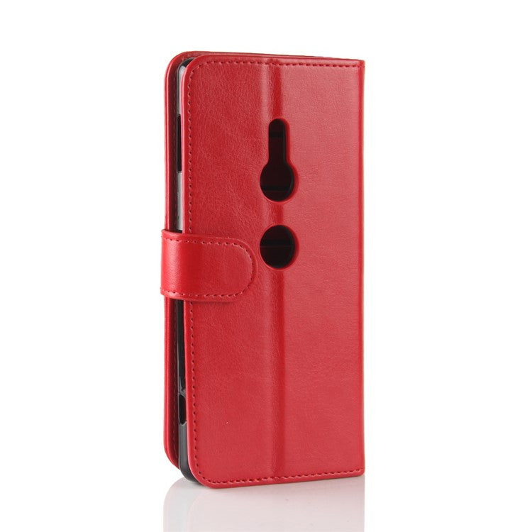 Crazy Horse Magnetic Stand Wallet Leather Mobile Phone Shell for Sony Xperia XZ2 - Red