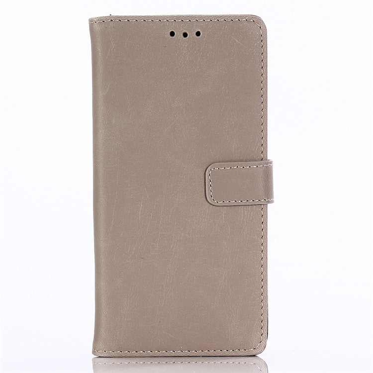 Crazy Horse Texture Retro Style Leather Wallet Stand Cover for Sony Xperia XZ2 - Grey