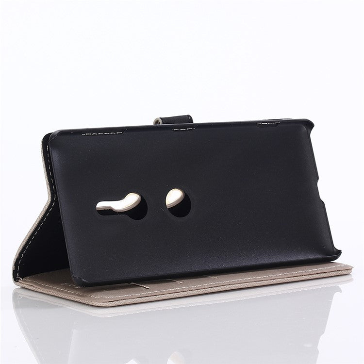 Crazy Horse Texture Retro Style Leather Wallet Stand Cover for Sony Xperia XZ2 - Grey