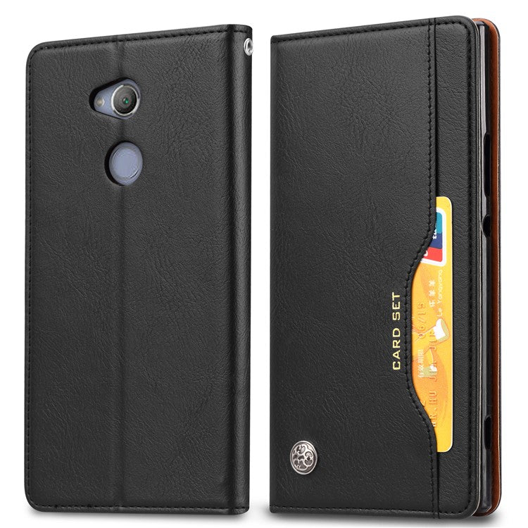 PU Leather Auto-absorbed Wallet Phone Case for Sony Xperia XA2 - Black