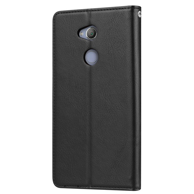 PU Leather Auto-absorbed Wallet Phone Case for Sony Xperia XA2 - Black