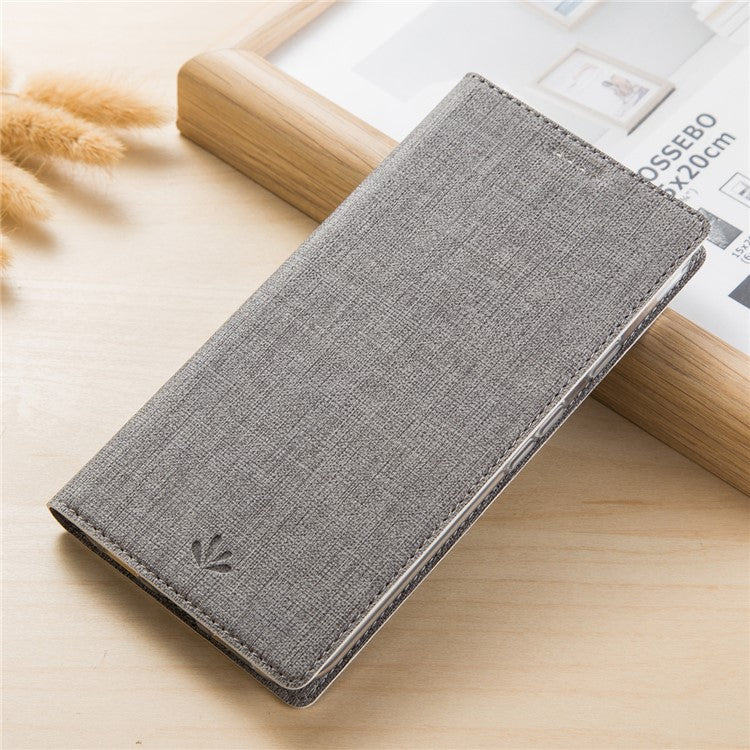 VILI DMX Cross Texture Card Holder Leather Stand Case for Sony Xperia XZ2 Compact - Grey