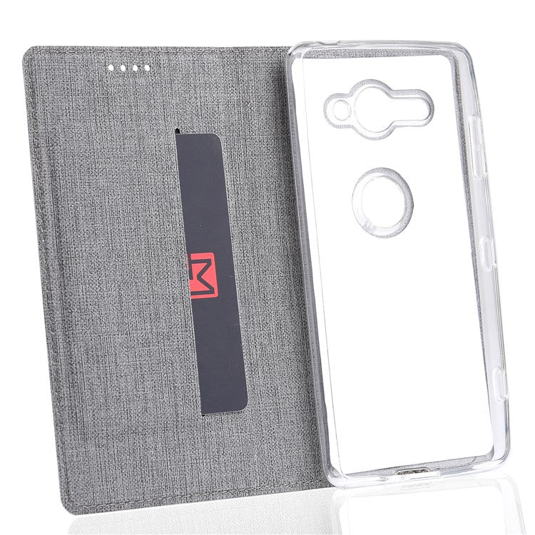 VILI DMX Cross Texture Card Holder Leather Stand Case for Sony Xperia XZ2 Compact - Grey