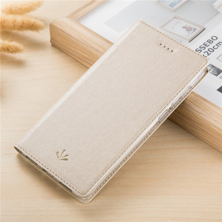 VILI DMX Cross Texture Card Holder Leather Stand Phone Casing for Sony Xperia XZ2 Compact - Gold