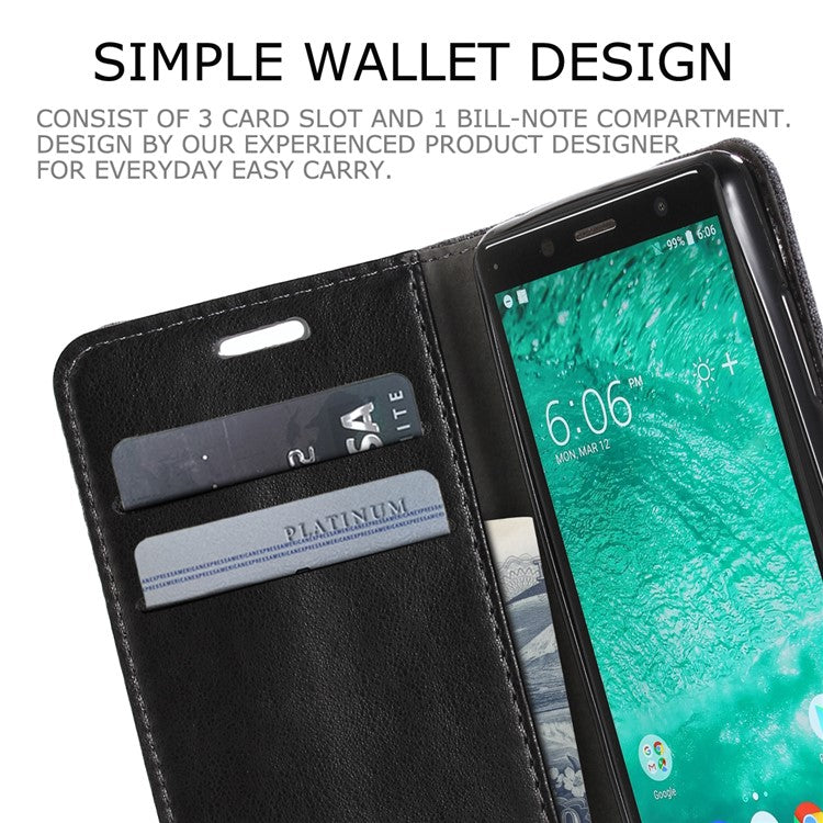 MUXMA for Sony Xperia XZ2 Compact Splicing PU Leather Canvas Wallet Stand Shell - Black