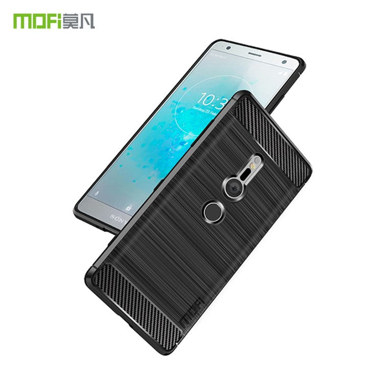MOFI Carbon Fiber Texture Brushed TPU Protection Mobile Phone Case for Sony Xperia XZ2 - Black