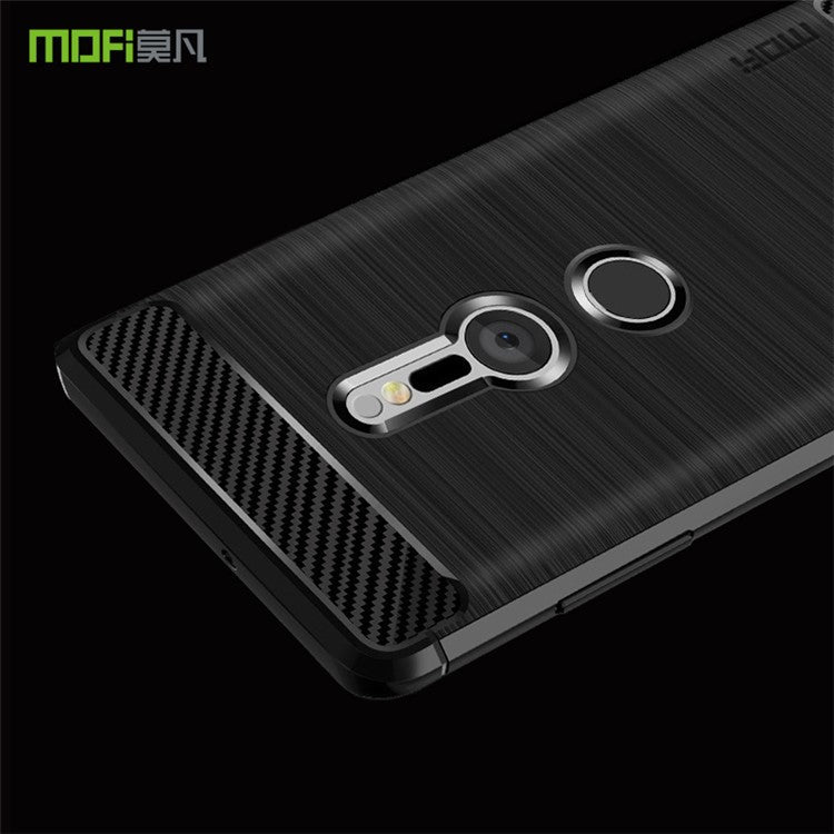 MOFI Carbon Fiber Texture Brushed TPU Protection Mobile Phone Case for Sony Xperia XZ2 - Black