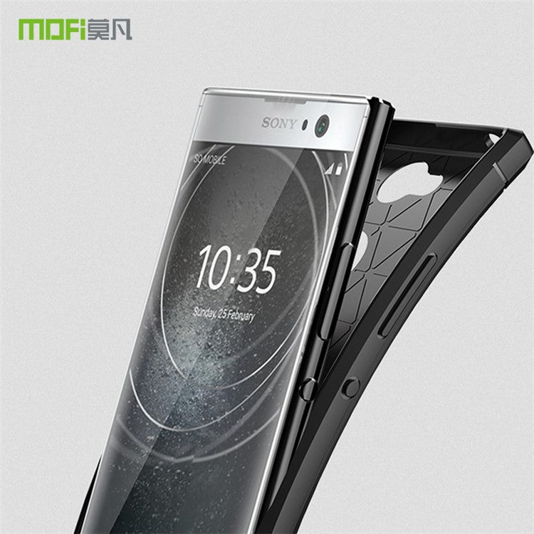 MOFI Carbon Fiber Texture Brushed TPU Cell Phone Case for Sony Xperia XA2 - Black
