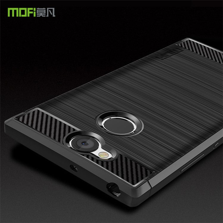 MOFI Carbon Fiber Texture Brushed TPU Cell Phone Case for Sony Xperia XA2 - Black