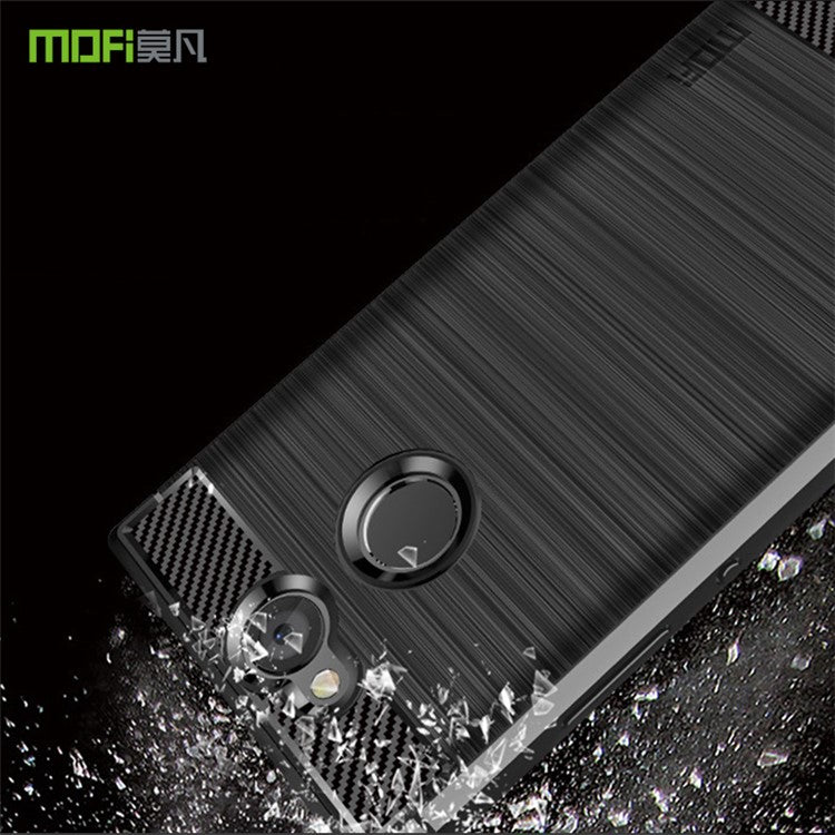 MOFI Carbon Fiber Texture Brushed TPU Cell Phone Case for Sony Xperia XA2 - Black