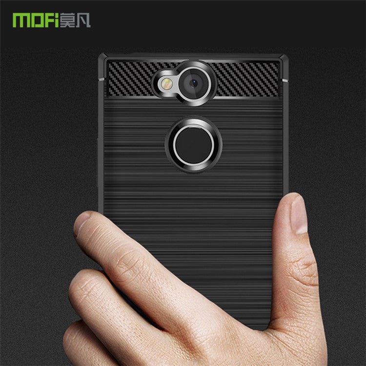 MOFI Carbon Fiber Texture Brushed TPU Cell Phone Case for Sony Xperia XA2 - Black