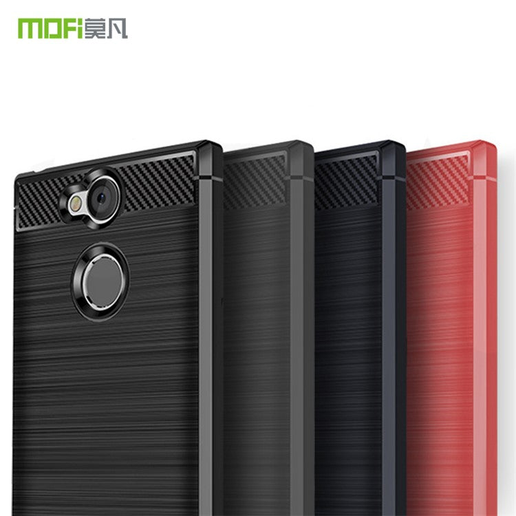 MOFI Carbon Fiber Texture Brushed TPU Cell Phone Case for Sony Xperia XA2 - Black