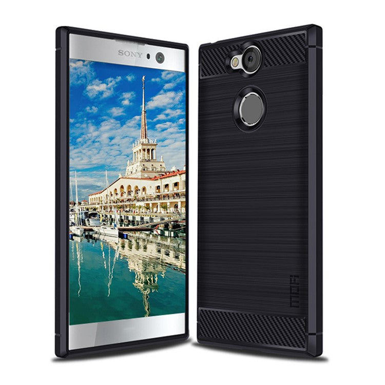 MOFI Carbon Fiber Texture Brushed TPU Protection Cover for Sony Xperia XA2 - Blue