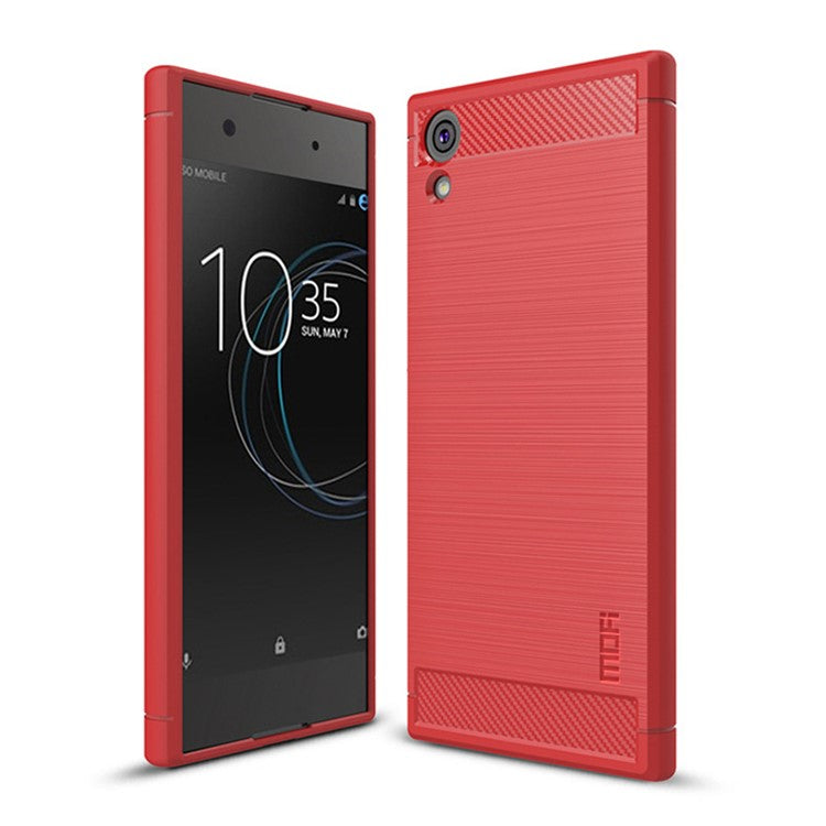 MOFI Carbon Fiber Texture Brushed Soft TPU Shell for Sony Xperia XA1 / Xperia Z6 - Red
