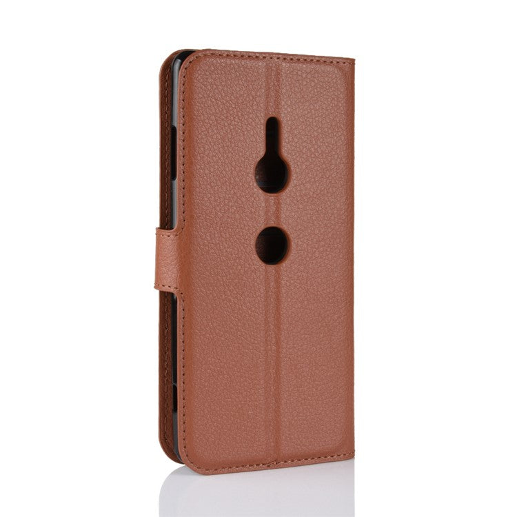 For Sony Xperia XZ3 Litchi Texture Wallet Stand Leather Cellphone Case - Brown