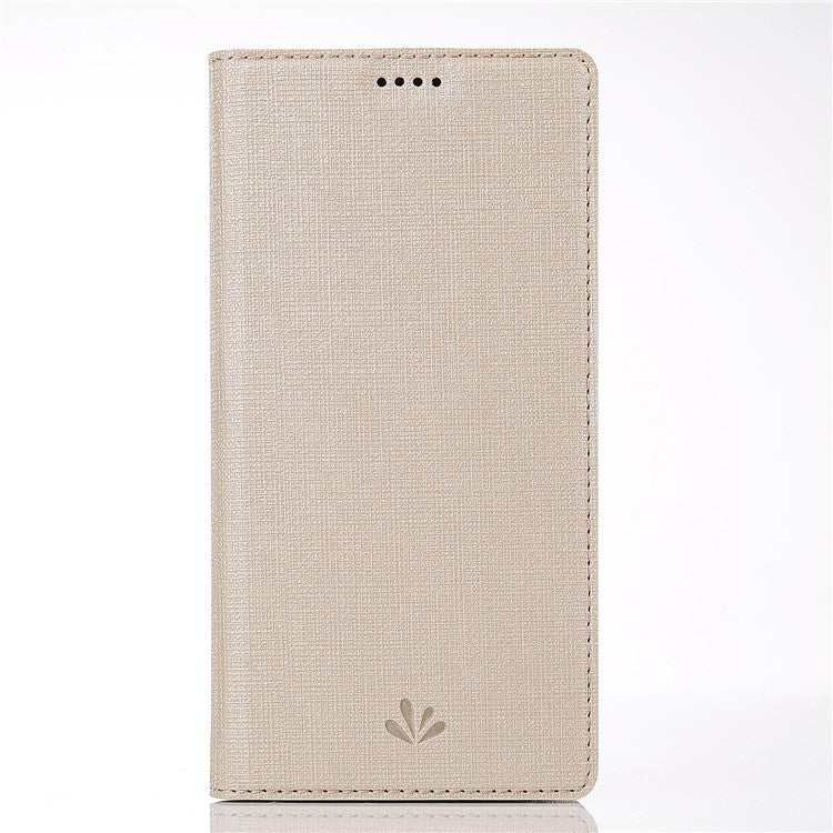 VILI DMX Cross Texture Card Holder Leather Casing with Stand for Sony Xperia XZ3 - Gold