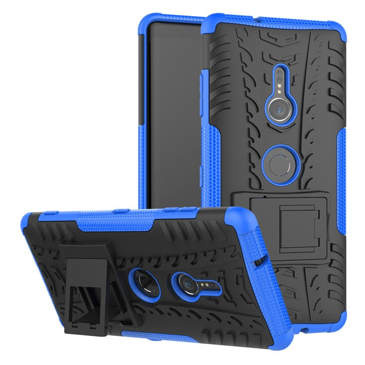 Cool Tyre Hybrid PC + TPU Kickstand Mobile Cover for Sony Xperia XZ3 - Blue
