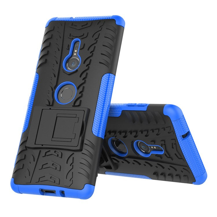 Cool Tyre Hybrid PC + TPU Kickstand Mobile Cover for Sony Xperia XZ3 - Blue