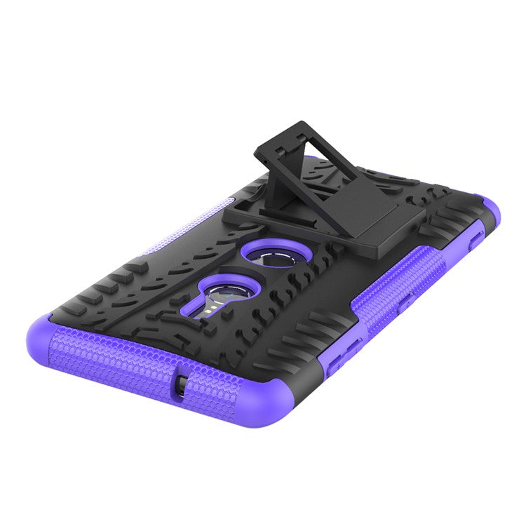 Cool Tyre Hybrid PC + TPU Kickstand Accessory Phone Casing for Sony Xperia XZ3 - Purple