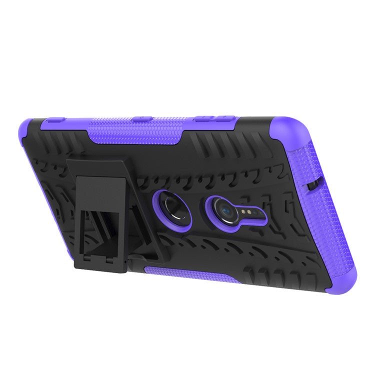 Cool Tyre Hybrid PC + TPU Kickstand Accessory Phone Casing for Sony Xperia XZ3 - Purple