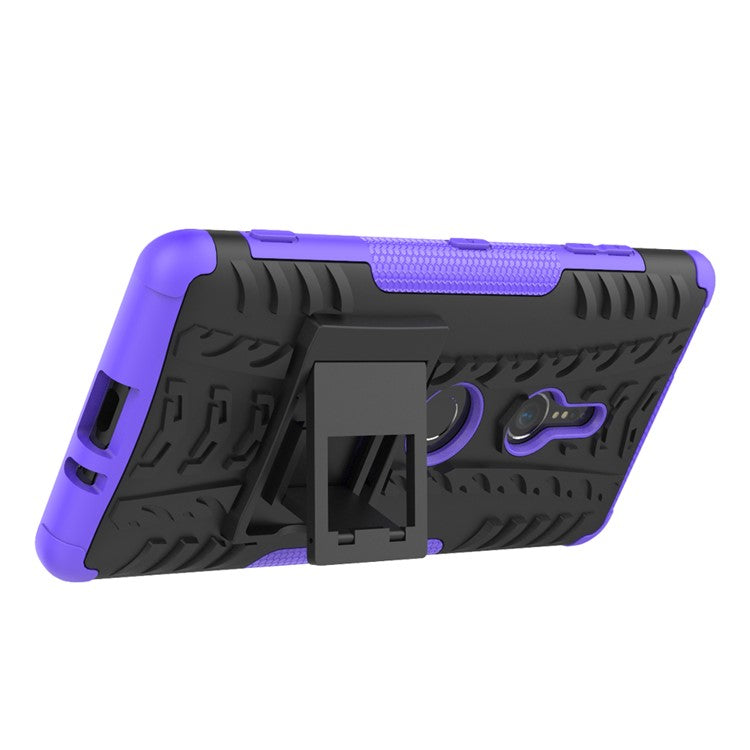 Cool Tyre Hybrid PC + TPU Kickstand Accessory Phone Casing for Sony Xperia XZ3 - Purple