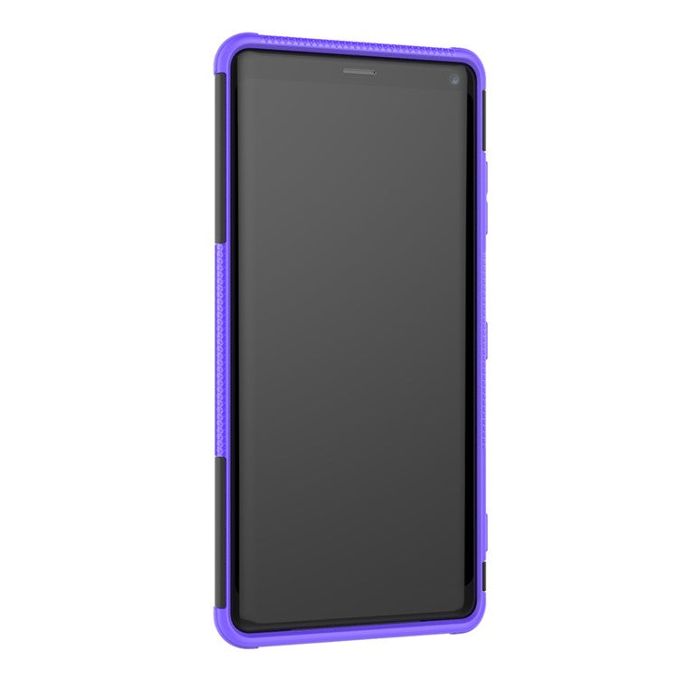 Cool Tyre Hybrid PC + TPU Kickstand Accessory Phone Casing for Sony Xperia XZ3 - Purple