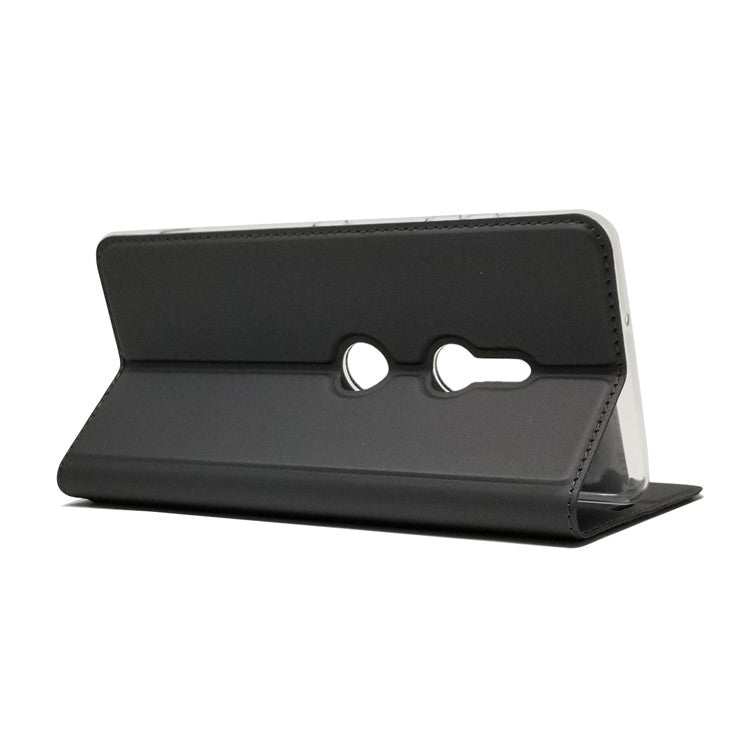Auto-absorbed Stand Leather Case with Card Slot for Sony Xperia XZ3 - Black