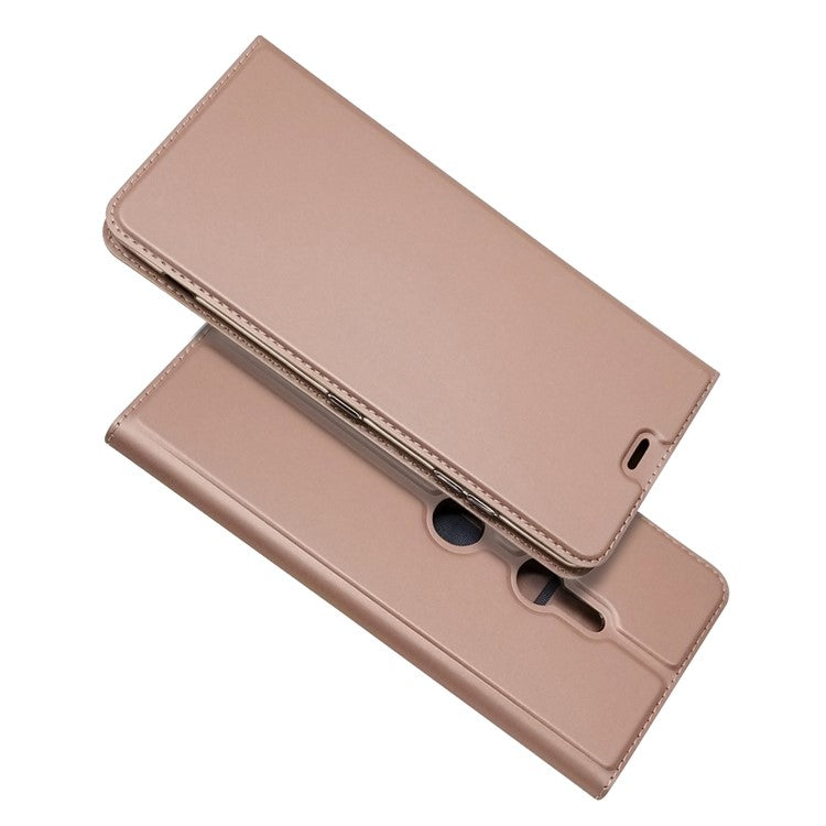 Auto-absorbed Stand Leather Cover with Card Slot for Sony Xperia XZ3 - Rose Gold