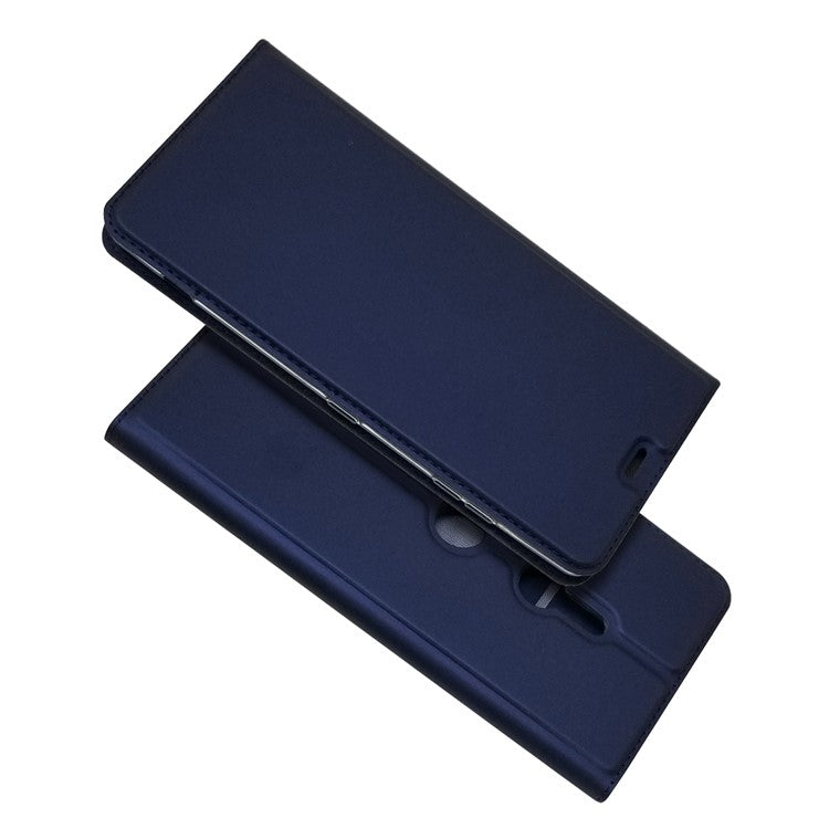 Auto-absorbed Stand Leather Casing with Card Holder for Sony Xperia XZ3 - Blue