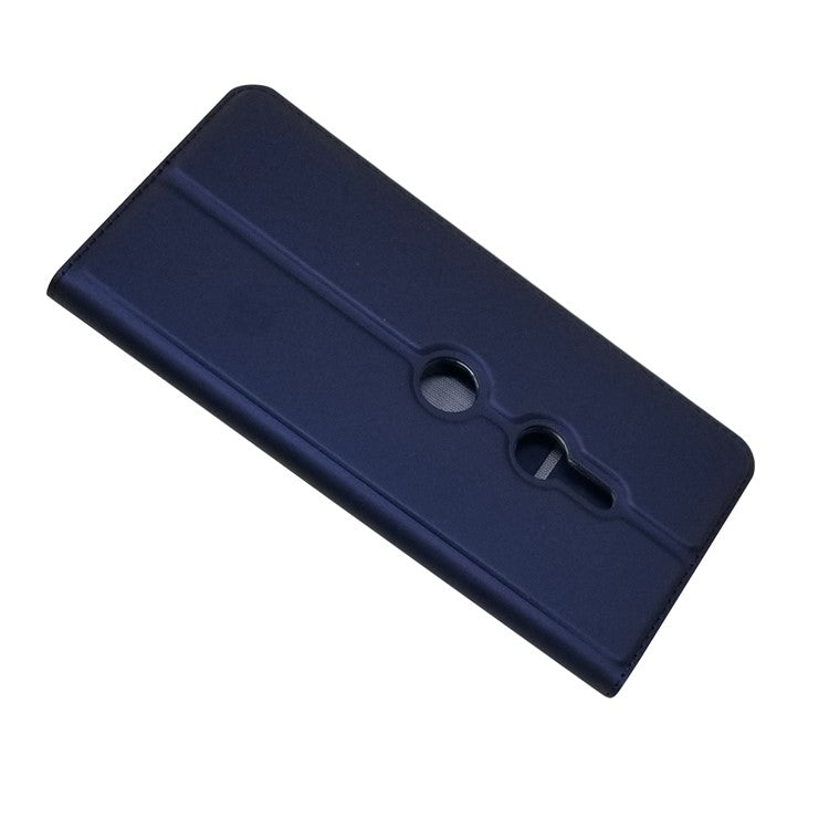 Auto-absorbed Stand Leather Casing with Card Holder for Sony Xperia XZ3 - Blue