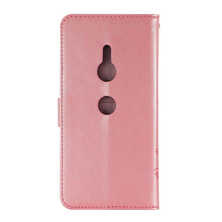 Imprint Butterfly Flower Magnetic Leather Wallet Case for Sony Xperia XZ3 - Pink