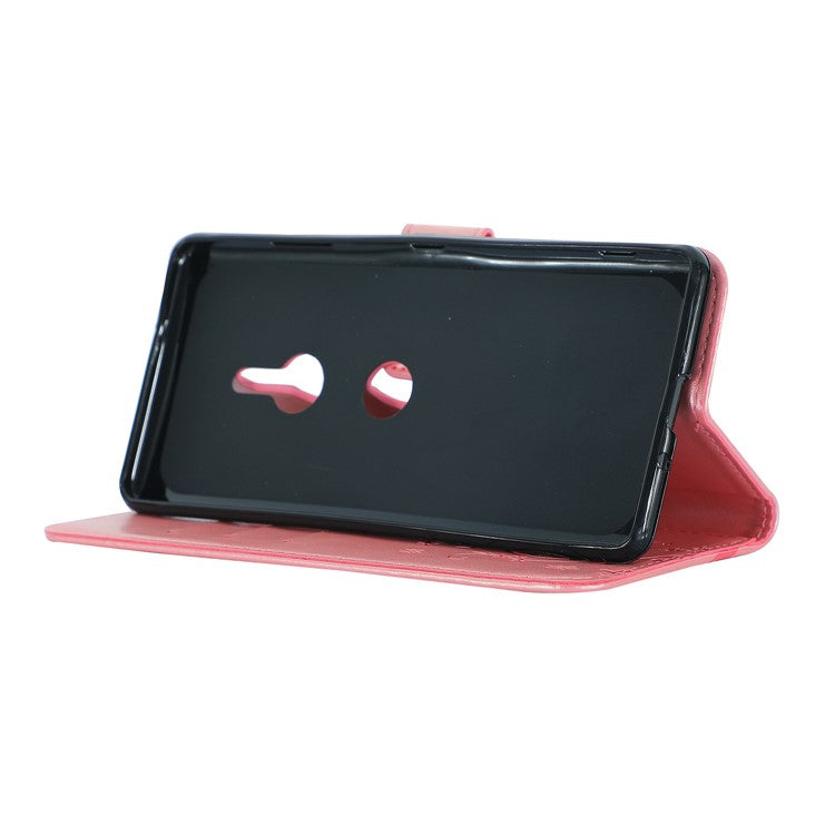 Imprint Butterfly Flower Magnetic Leather Wallet Case for Sony Xperia XZ3 - Pink