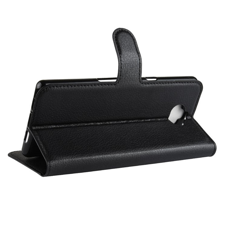 Litchi Skin PU Leather Magnetic Wallet Stand Case for Sony Xperia 10 - Black