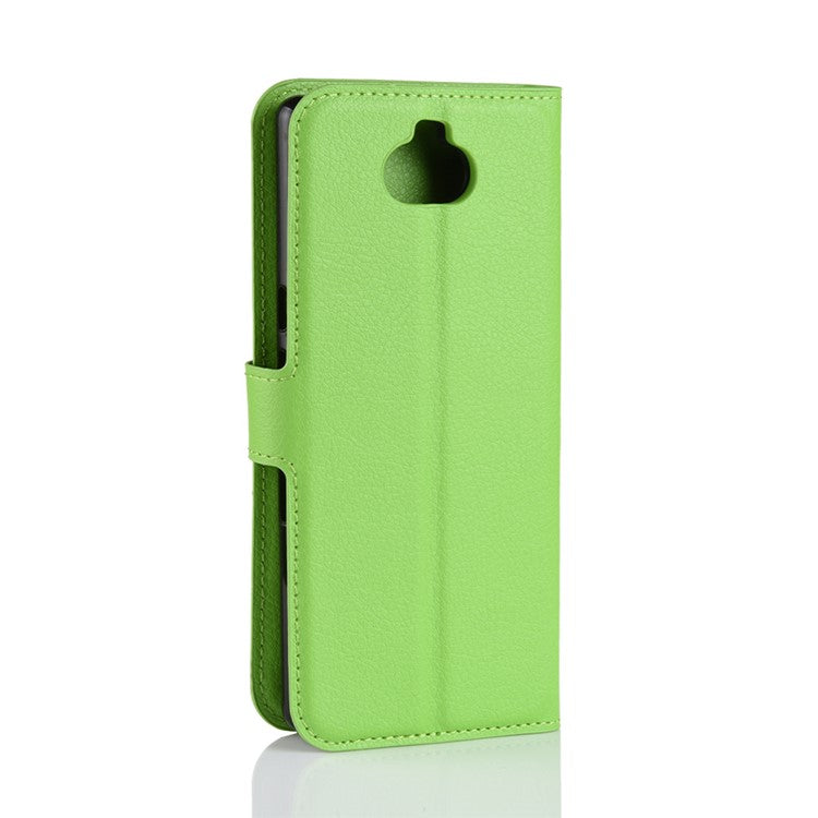 Litchi Skin PU Leather Magnetic Wallet Stand Mobile Phone Case for Sony Xperia 10 - Green