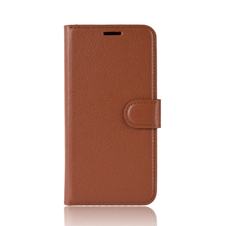 Litchi Texture PU Leather Magnetic 3 Card Slots Stand Case for Sony Xperia 10 - Brown