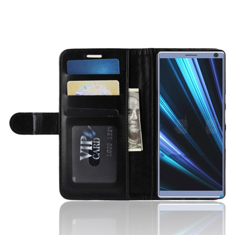 Crazy Horse Magnetic Stand Wallet Leather Mobile Phone Case for Sony Xperia 10 - Black