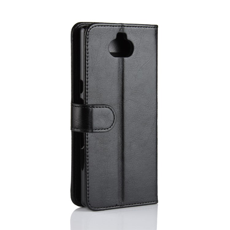 Crazy Horse Magnetic Stand Wallet Leather Mobile Phone Case for Sony Xperia 10 - Black