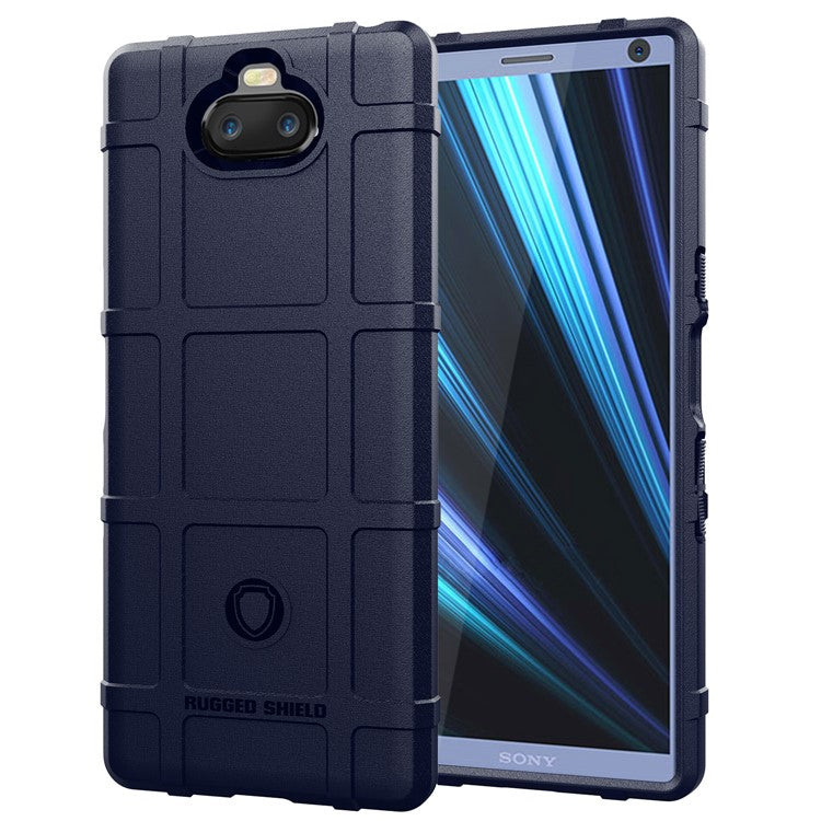 Anti-shock Square Grid Texture TPU Protection Case for Sony Xperia 10 - Blue