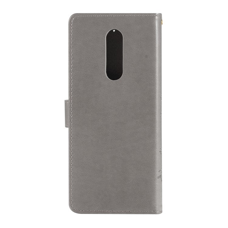 Imprint Butterfly Flower Leather Wallet Cover for Sony Xperia 1 - Grey