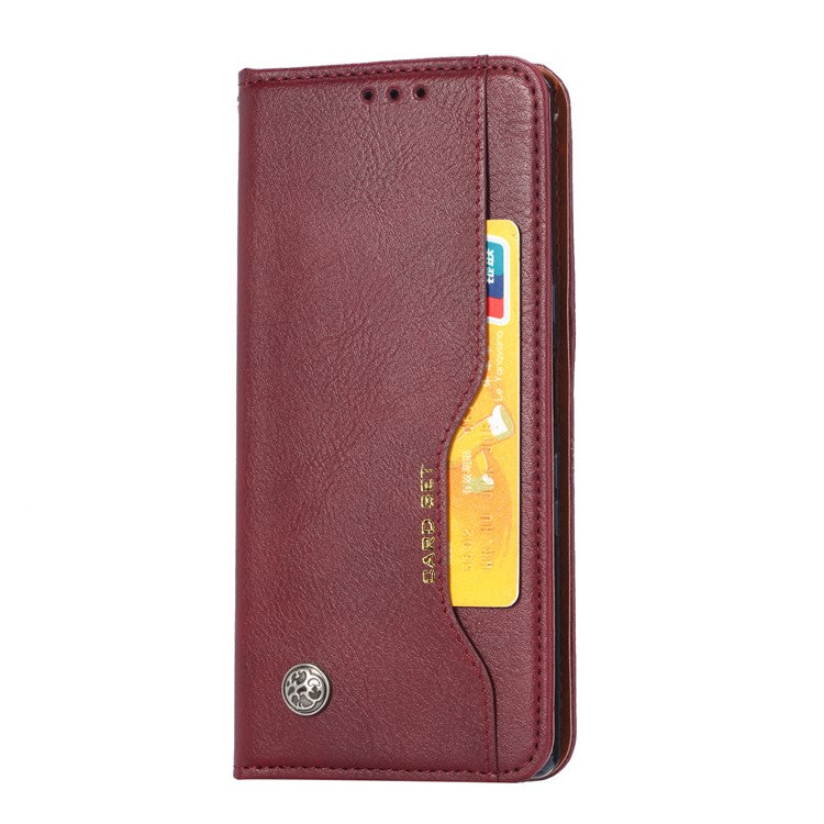 Auto-absorbed Wallet Stand Flip Leather Mobile Cover for Sony Xperia 10 - Wine Red