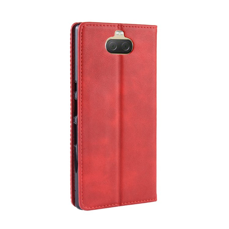 Vintage Style PU Leather Wallet Mobile Phone Cover for Sony Xperia 10 Plus - Red
