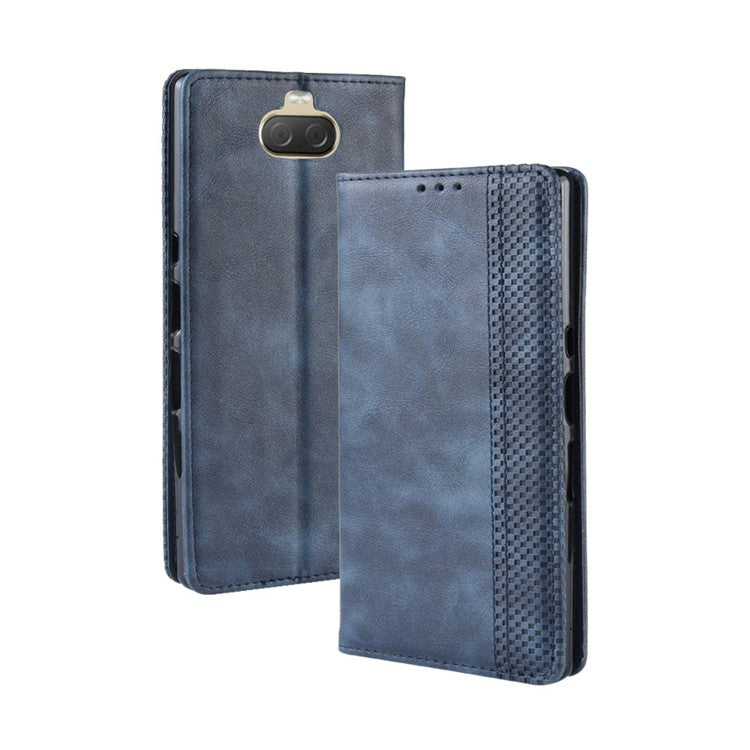 Vintage Style Leather Wallet Case for Sony Xperia 10 - Blue